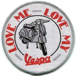 Love My Vespa Sew On Woven Badge 9cm