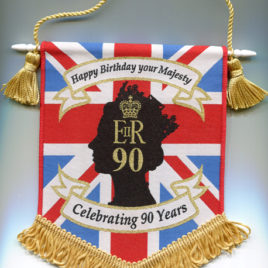 Queen Elizabeth’s 90th Birthday Woven Pennant