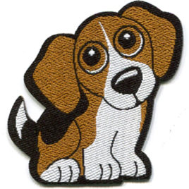 Beagle Iron On Woven Badge 5.5cm x 5.4cm